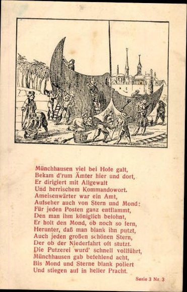 17 old artist poem PC Baron von Münchhausen, various motifs