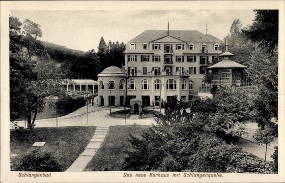 Postcard Schlangenbad in Taunus Hessen, The new spa house, Schlangenquelle, gardens