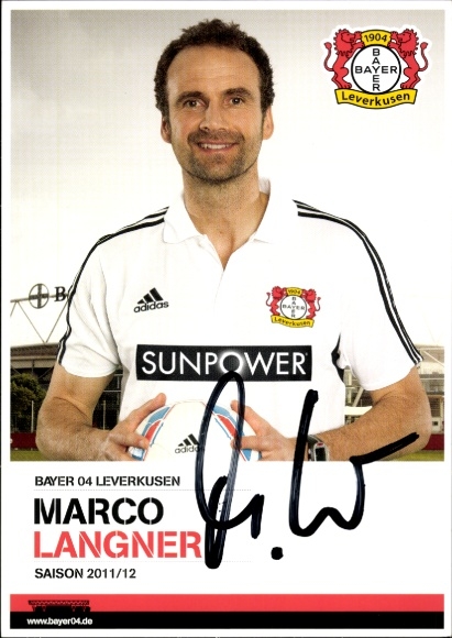 Autogrammkarte Assistenztrainer Marco Langner, Bayer 04 Leverkusen, Autogramm