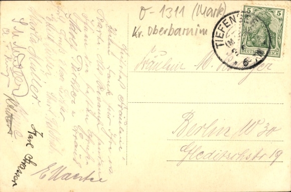Postcard Tiefensee Werneuchen in der Mark, Forestry Office, Hotel Restaurant Waldschlösschen