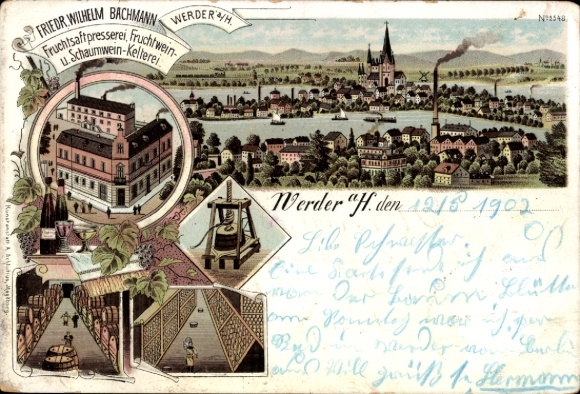 Chromo-Litho Werder an der Havel, Friedr. Wilhelm Bachmann Fruit Juice Press, Sparkling Wine Press