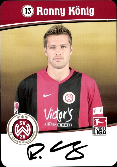 Autograph card footballer Ronny König, SV Wehen Wiesbaden, autograph