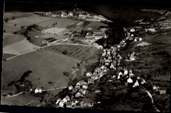Postcard Aulhausen Rüdesheim am Rhein in Hesse, aerial photograph of the town