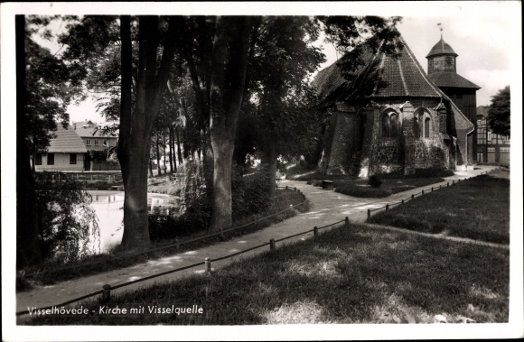 Postcard Visselhövede in Lower Saxony, Church with Visselquelle