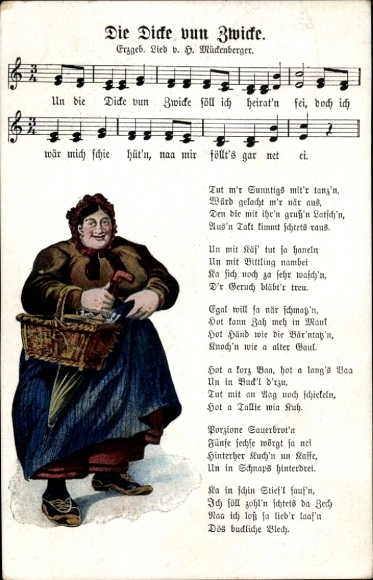 Song Ak Mückenberger, Zwickau, Die Dicke von Zwicke, dikke vrouw met mand