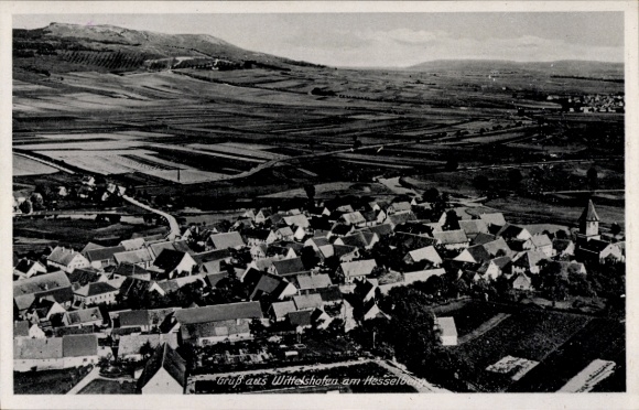 Postcard Wittelshofen am Hesselberg, aerial photograph