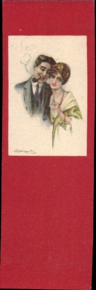 Artist Postcard Bompard, Sergio, Lovers, Man with Pipe, Woman with Cigarette