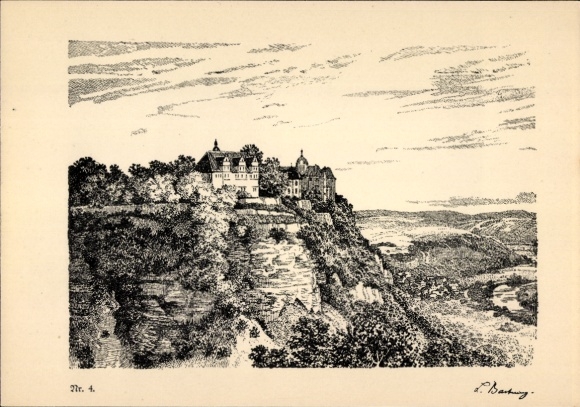 Artist Postcard Dornburg an der Saale Thuringia, Goethe biography, poem, No. 4