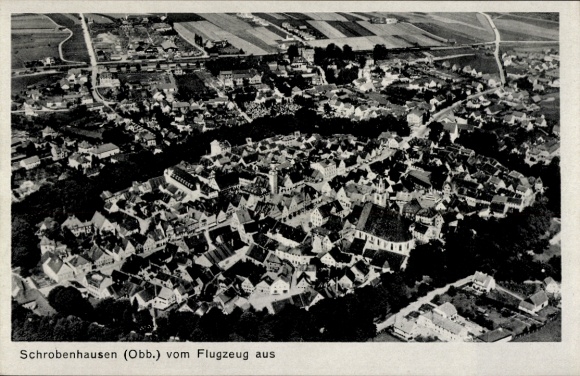 Postcard Schrobenhausen in Upper Bavaria, aerial photograph