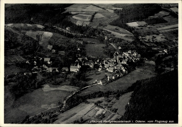 Postcard Heiligkreuzsteinach am Neckar, aerial photograph