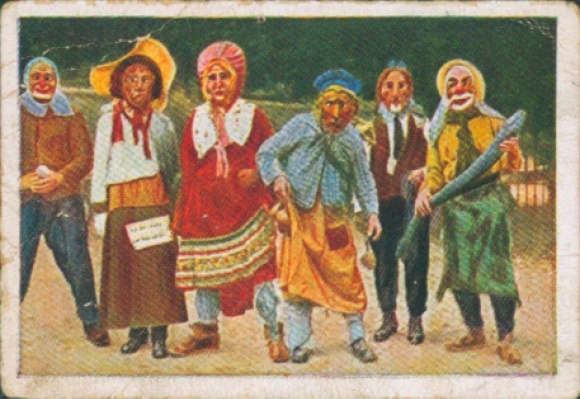 Sammelbild Die bunte Welt, Flumser Masken, Hudelweiber