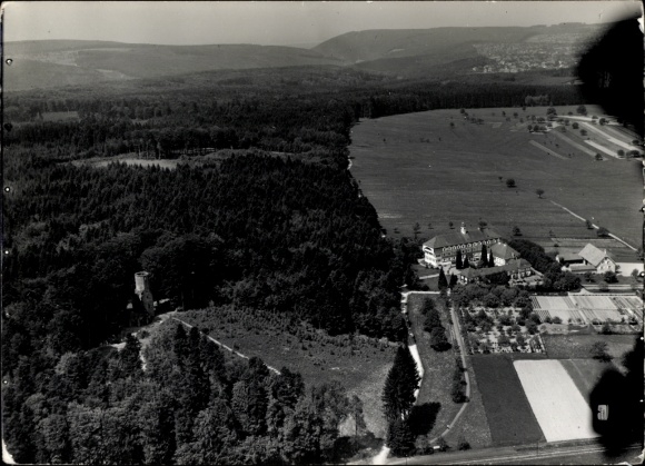 Postcard Langensteinbach Karlsbad in Baden, aerial photograph
