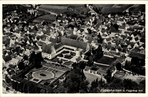 Postcard Babenhausen Schwaben, aerial photograph