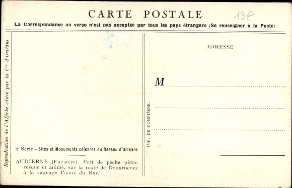 Artist Postcard Audierne Finistère, Porte du peche pittoresque et anime, Chemin de fer d&#39;Orleans