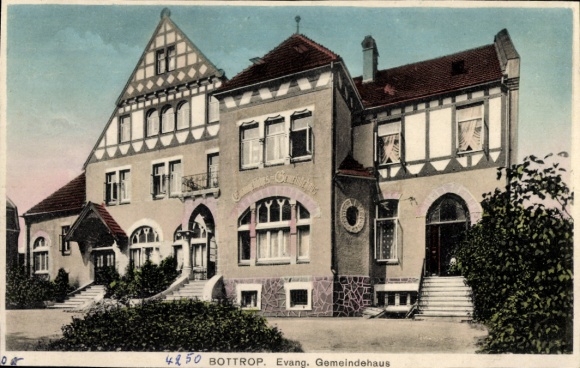 Postcard Bottrop in the Ruhr area of North Rhine-Westphalia, Evangelical Community Center