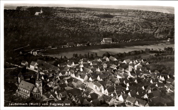 Postcard Laudenbach Weikersheim in Tauberfranken Württemberg, aerial photograph