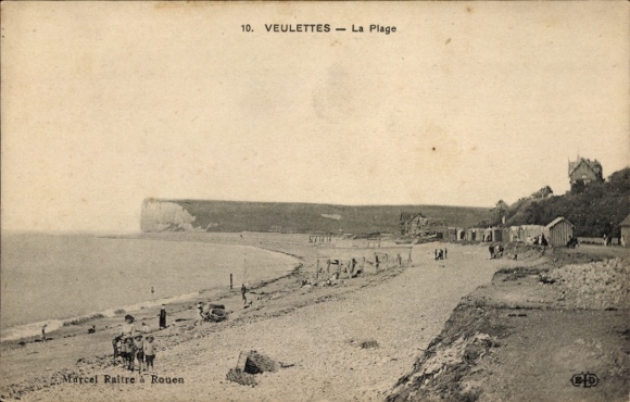 Postcard Veulettes sur Mer Seine Maritime, beach