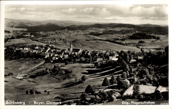 Postcard Schönberg in the Bavarian Forest, aerial photograph