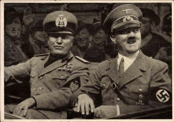Postcard Führer and Reich Chancellor Adolf Hitler, Benito Mussolini, State Meeting, Men of the Time 126