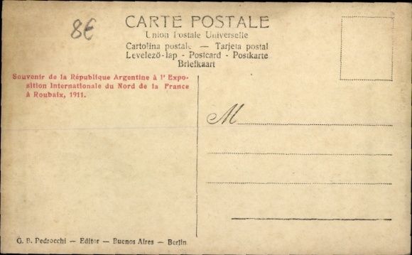 Postcard Roubaix Nord, International Northern France Exhibition 1911, Buenos Aires
