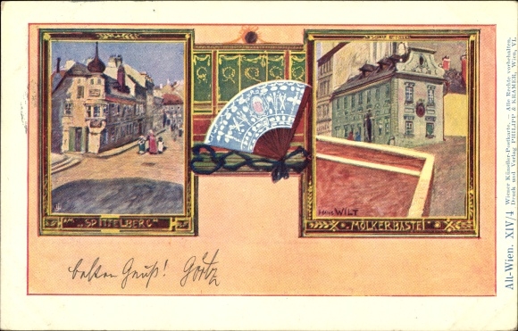Artist PC Wilt, H., Vienna 1st inner city Austria, Mölker Bastei, Spittelberg