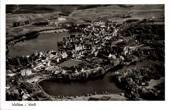 Postcard Bad Waldsee in Upper Swabia Württemberg, aerial photograph