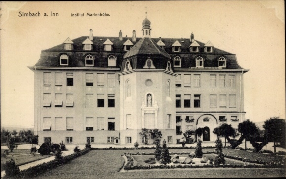 Postcard Simbach am Inn, Marienhöhe Institute, garden