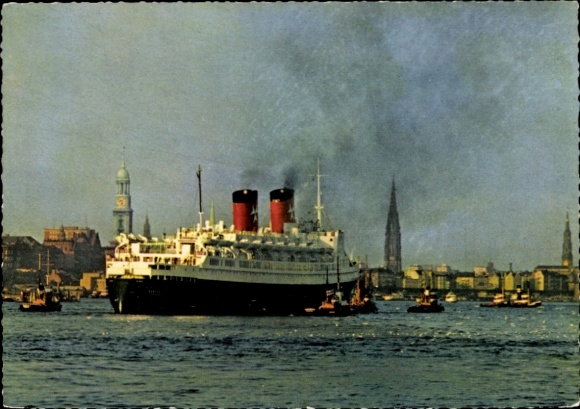 Postcard Hamburg Mitte St. Pauli, harbor, passenger express steamer Hanseatic