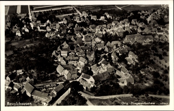 Postcard Ravolzhausen, aerial photograph