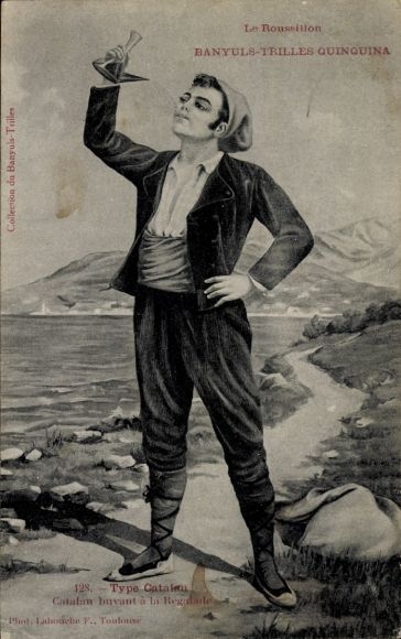 Postcard Roussillon Alpes Maritimes, Catalan type, Catalan drinking with pleasure