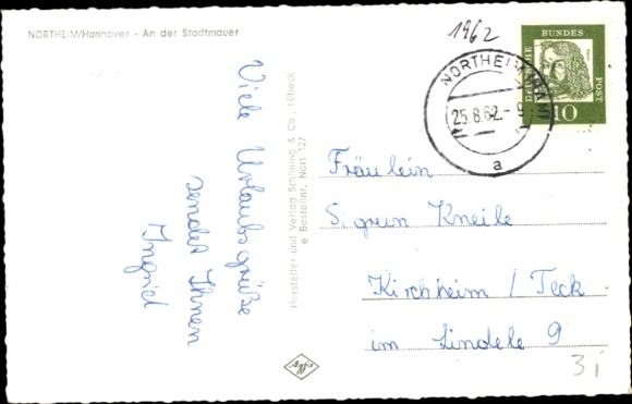 Postcard Northeim in Lower Saxony, city wall