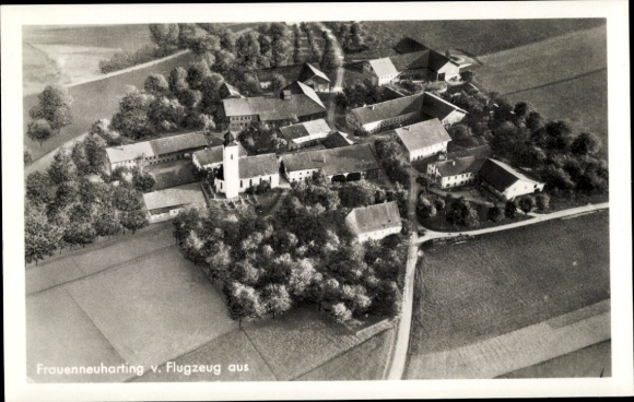 Postcard Jakobneuharting Frauenneuharting Upper Bavaria, aerial photograph