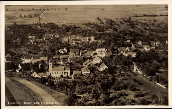 Postcard Lienheim Hohentengen am Hochrhein Baden, aerial photograph