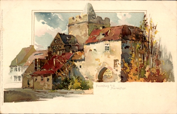 Kunstenaar litho Hammel, Otto, Naumburg an der Saale, Marienthor, Meissner & Boek 1034