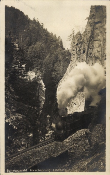 Postcard Buchenbach in the Black Forest, Hirschsprung in the Höllental, railway, steam locomotive