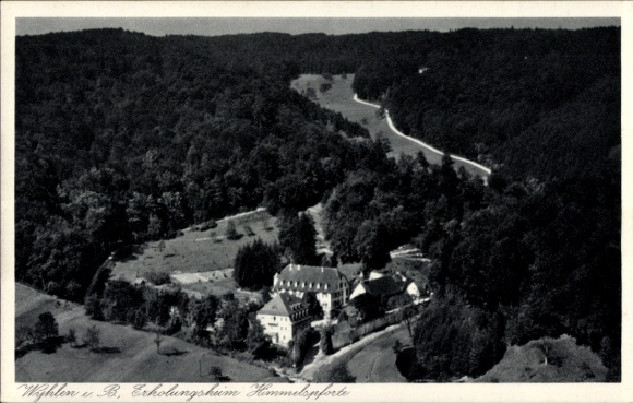 Postcard Wyhlen am Rhein Baden, aerial photograph, Himmelspforte