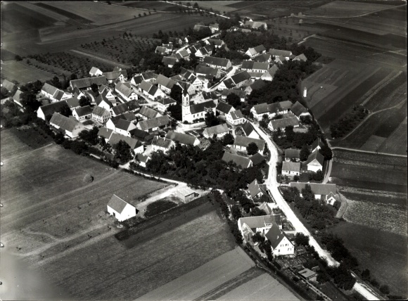 Postcard Reistingen Ziertheim in the Egautal North Swabia, view of the town, aerial photograph