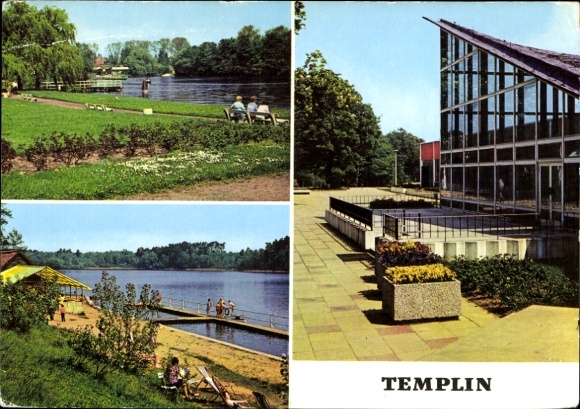 Ak Templin in der Uckermark, TEMPLIN, FDGB-Badestrand, Natur, Freizeitaktivitäten, Architektur