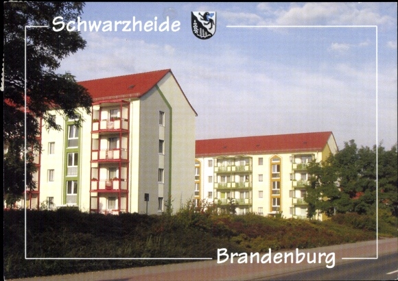 Postcard Schwarzheide in Lower Lusatia, Ruhlander Straße housing estate