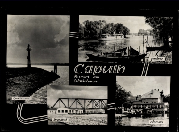 Ak Caputh Schwielowsee, Leuchtturm, Strandbad, Gemünde, Fahrhaus, Kurort am Schwielowsee