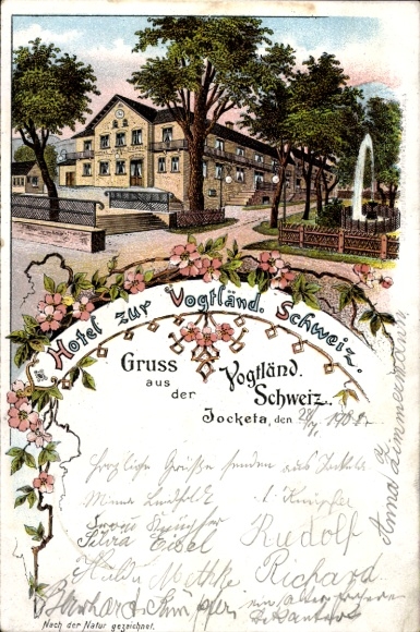 Chromo-Litho Jocketa Pöhl Vogtland, Hotel zur Vogtländ. Switzerland
