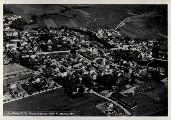 Postcard Eichendorf in Lower Bavaria, aerial photograph