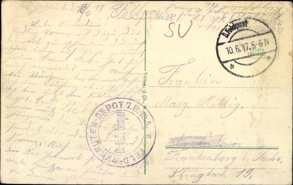 Postcard Vilnius Wilna Lithuania, train station, carriages