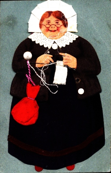 Postcard Knitting Woman
