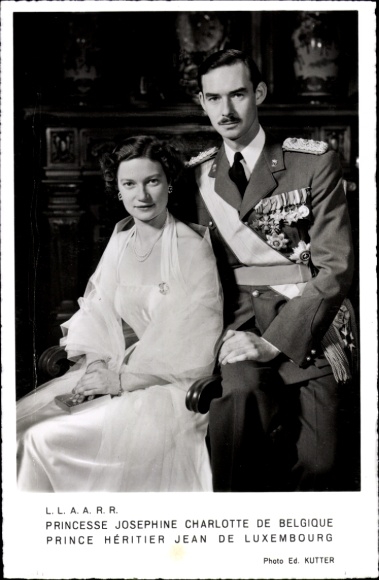Postcard Princess Josephine Charlotte of Belgium, Hereditary Prince Jean of Luxembourg