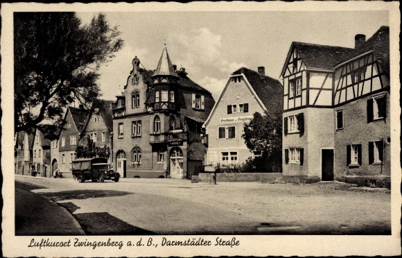 Postcard Zwingenberg on the Bergstrasse in Hesse, Darmstädter Strasse, truck