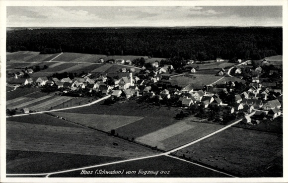 Postcard Boos in Swabia, aerial photograph