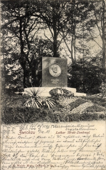 Ak Dresden Rähnitz, Lothar Streit-monument