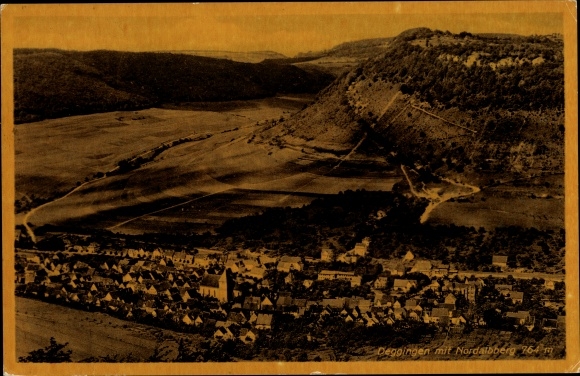 Postcard Deggingen in Württemberg, total view with Nordalbberg