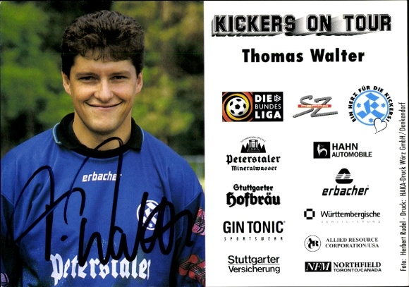 Autograph card footballer Thomas Walter, SV Stuttgarter Kickers, autograph